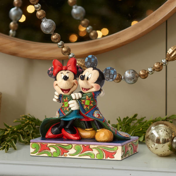 Jim Shore Disney Traditions Mickey und Minnie Mouse Figur unter Decke Weihnachtsdeko Sammlerstück